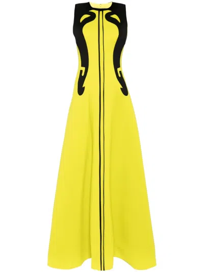Saiid Kobeisy Panelled Neoprene Gown In Green