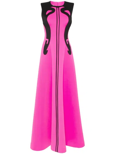 Saiid Kobeisy Panelled Neoprene Gown In Pink