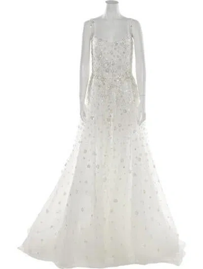 Pre-owned Saiid Kobeisy Patterned Long Dress In Neutral