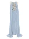 Saiid Kobeisy Pleated Cape Gown In Blue