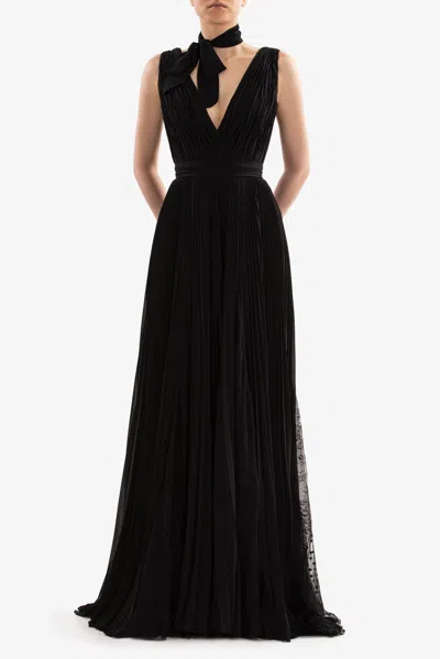 Saiid Kobeisy Pleated Crepe Georgette Gown In Multi