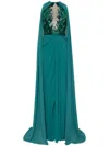 Saiid Kobeisy Pleated Dress With Cape In Grün