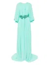 Saiid Kobeisy Pleated Puff-sleeve Dress In Blue