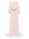 Saiid Kobeisy Pleated Puff-sleeve Dress In Neutral