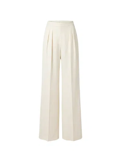Saiid Kobeisy Pleated Wide-leg Trousers In White
