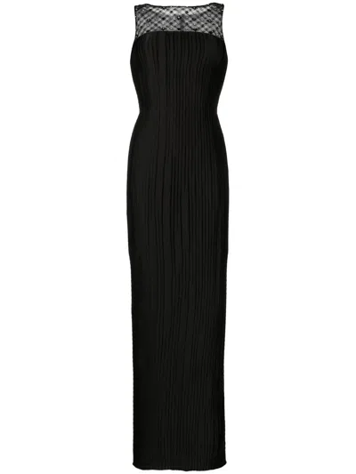 Saiid Kobeisy Plisse Beaded Dress In Black