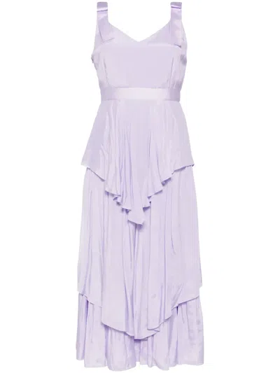 Saiid Kobeisy Poplin Tiered Midi Dress In Violett