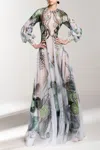 Saiid Kobeisy Printed Beaded Gown In Multi