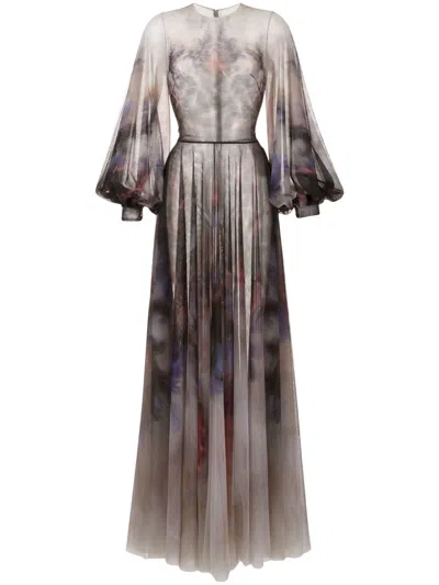 Saiid Kobeisy Printed Evening Gown In Black