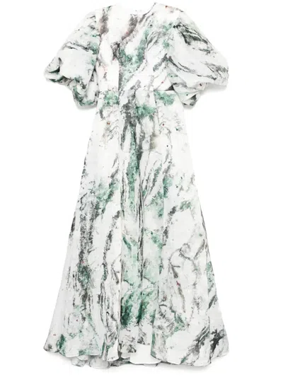 Saiid Kobeisy Printed Gazar Maxi Dress In Neutrals