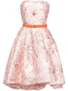 Saiid Kobeisy Printed Strapless Midi Dress In Orange