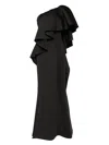 Saiid Kobeisy Ruffled Scuba Long Dress In Black