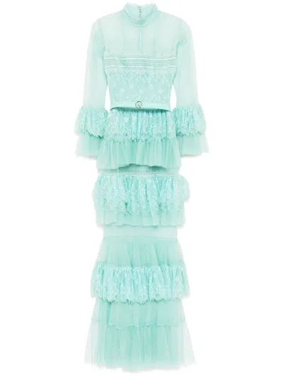 Saiid Kobeisy Ruffled Lace Dress In Green