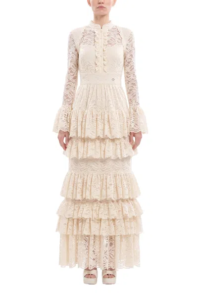 Saiid Kobeisy Ruffled Lace Long Dress In Multi