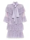 Saiid Kobeisy Ruffled Lace Mini Dress In Purple