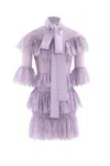 Saiid Kobeisy Ruffled Lace Mini Dress In Purple