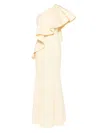 Saiid Kobeisy Ruffled Scuba Dress In Neutral