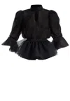 Saiid Kobeisy Ruffled Sheer Tulle Blouse In Black
