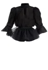 Saiid Kobeisy Ruffled Sheer Tulle Blouse In Black