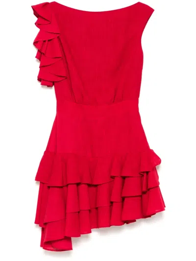 Saiid Kobeisy Ruffled Short Dress In Red