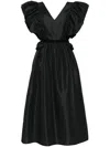Saiid Kobeisy Ruffled Taffeta Midi Dress In 黑色
