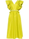 Saiid Kobeisy Taffeta Dress With Gathered Sleeves In Green
