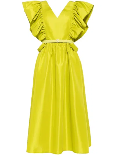 Saiid Kobeisy Ruffled Taffeta Midi Dress In Green