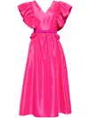 Saiid Kobeisy Taffeta Dress With Gathered Sleeves In Pink