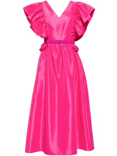 Saiid Kobeisy Ruffled Taffeta Midi Dress In Pink