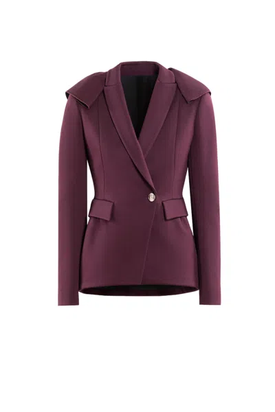Saiid Kobeisy Ruffled Tailored Jacket In Purple