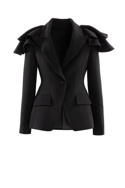 Saiid Kobeisy Ruffled Tailored Jacket In Black
