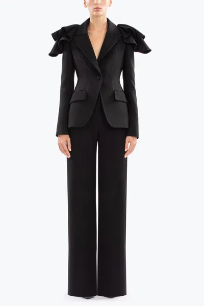 Saiid Kobeisy Ruffled Tailored Jacket In Black