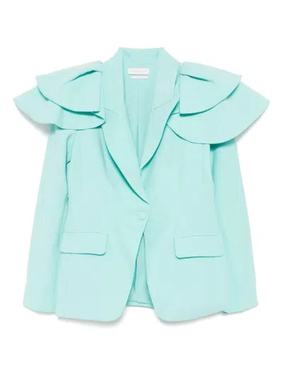 Saiid Kobeisy Ruffled Tailored Blazer In Blue