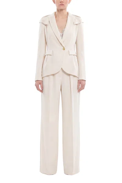 Saiid Kobeisy Ruffled Tailored Blazer Jacket In Neutral