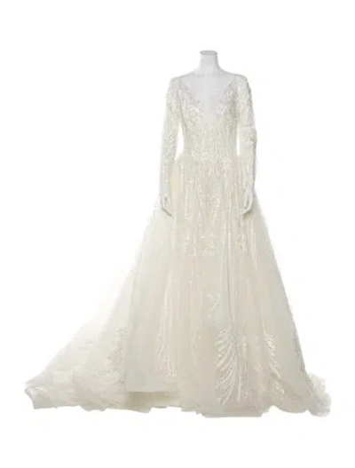 Pre-owned Saiid Kobeisy Scoop Neck Long Dress W/ Tags In White