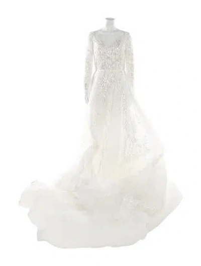 Pre-owned Saiid Kobeisy Scoop Neck Long Dress W/ Tags In White