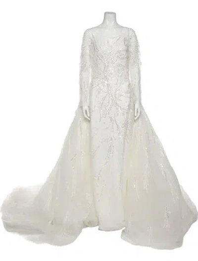 Pre-owned Saiid Kobeisy Scoop Neck Long Dress In White