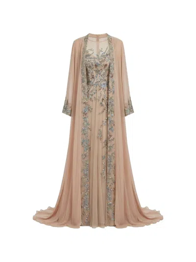 Saiid Kobeisy Sequin-embellished Cape Gown In Neutral