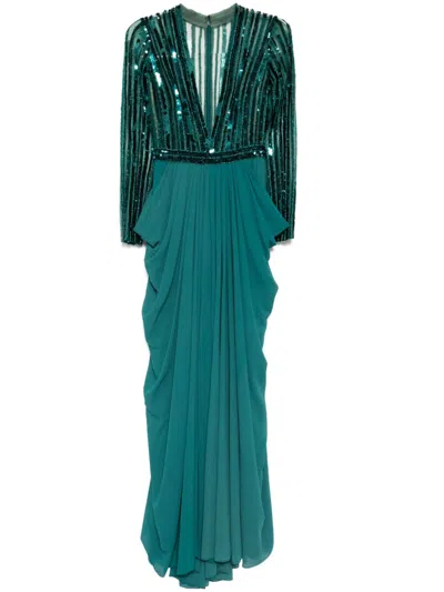 Saiid Kobeisy Sequin-embellished Dress In Green