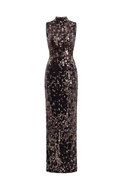 Saiid Kobeisy Sequin-embroidered Sleeveless Maxi Dress In Black