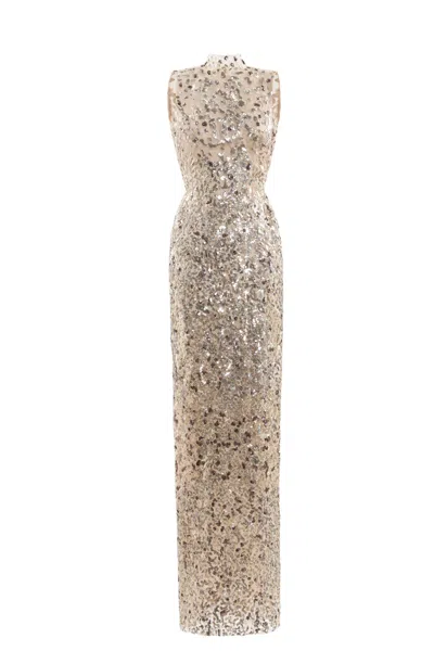 Saiid Kobeisy Sequin-embroidered Maxi Dress In Neutral