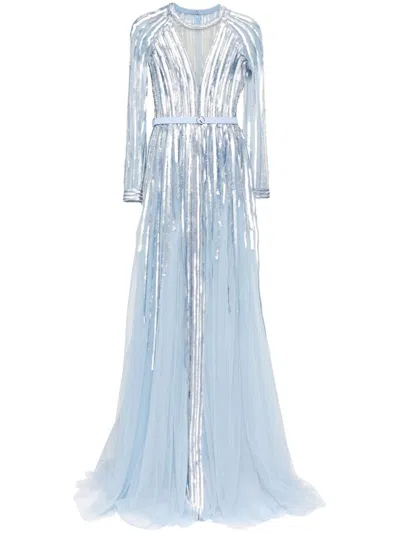 Saiid Kobeisy Sequin Long Dress In Blue