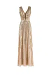 Saiid Kobeisy Sequin Long Dress In Brown