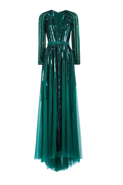 Saiid Kobeisy Sequin Long Dress In Green