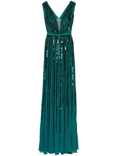 Saiid Kobeisy Sequin Long Dress In Green