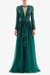 Saiid Kobeisy Sequin Long Sleeved Gown In Multi