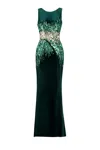 Saiid Kobeisy Sequin Velvet Dress In Green