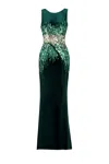 Saiid Kobeisy Sequin Velvet Dress In Green