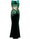 Saiid Kobeisy Sequin Velvet Dress In Grün
