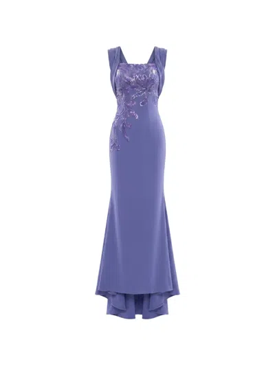 Saiid Kobeisy Sequin-embellished Draped Maxi Dress In Purple